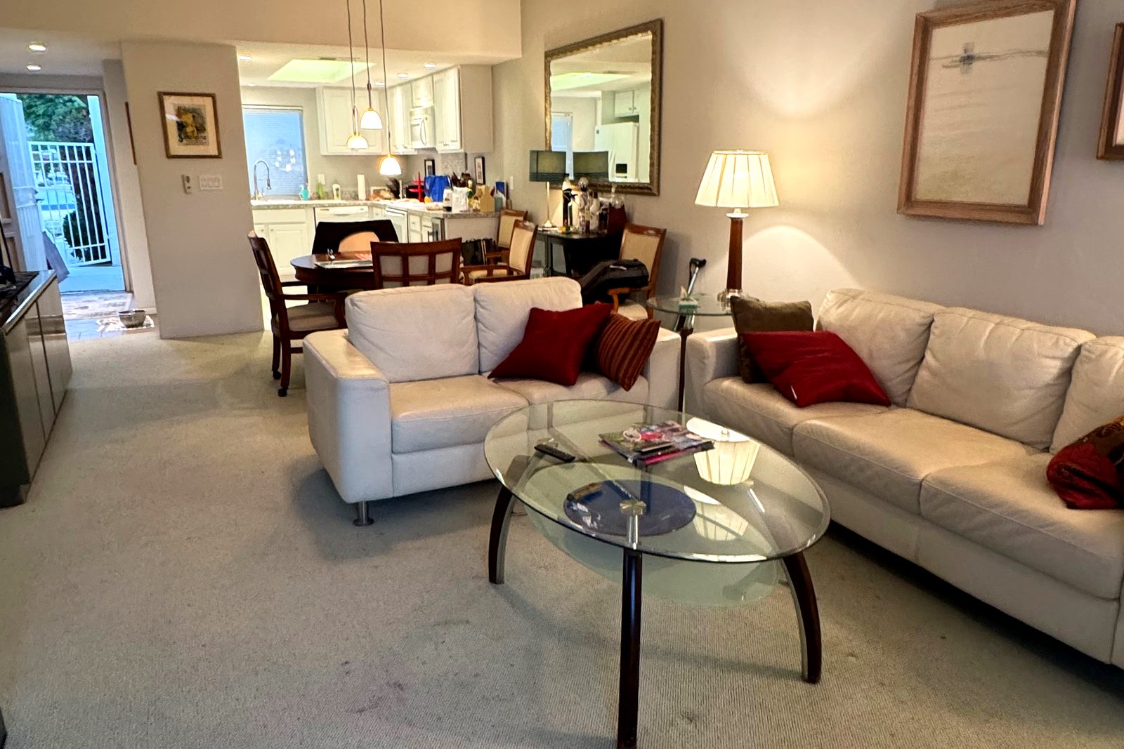 Furnished living area prepared for an extended Palm Springs stay